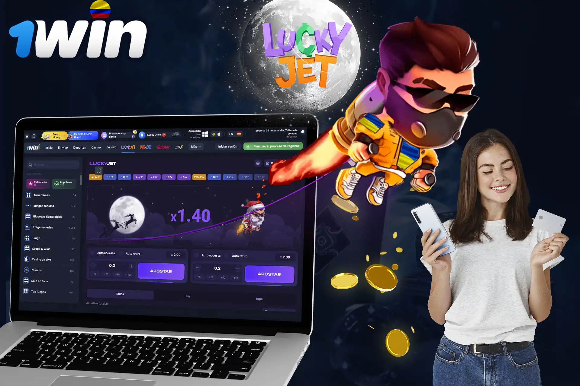 Зарегистрируйтесь на сайте 1Win и начните играть в Lucky Jet