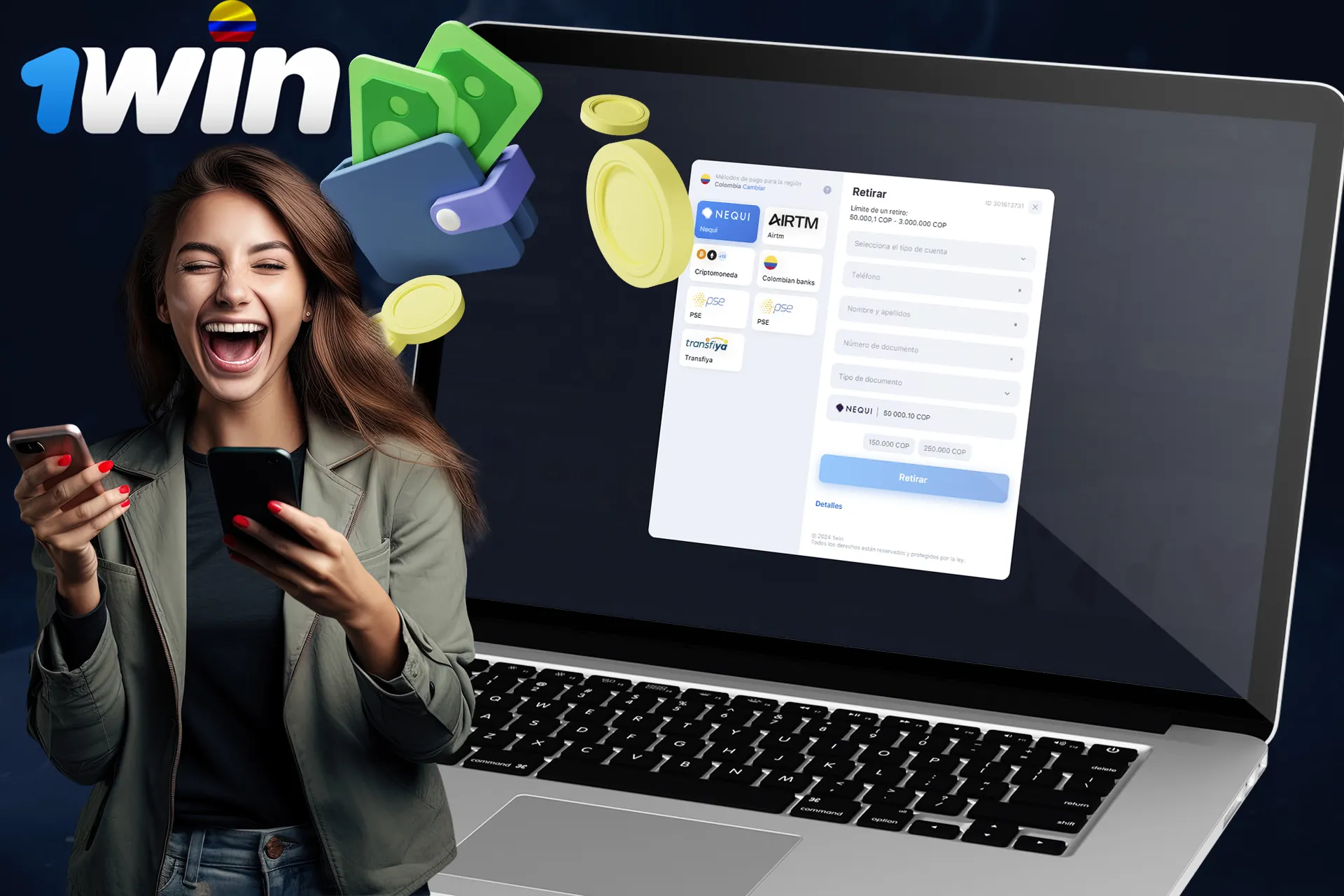 Varios métodos para retirar fondos a 1Win