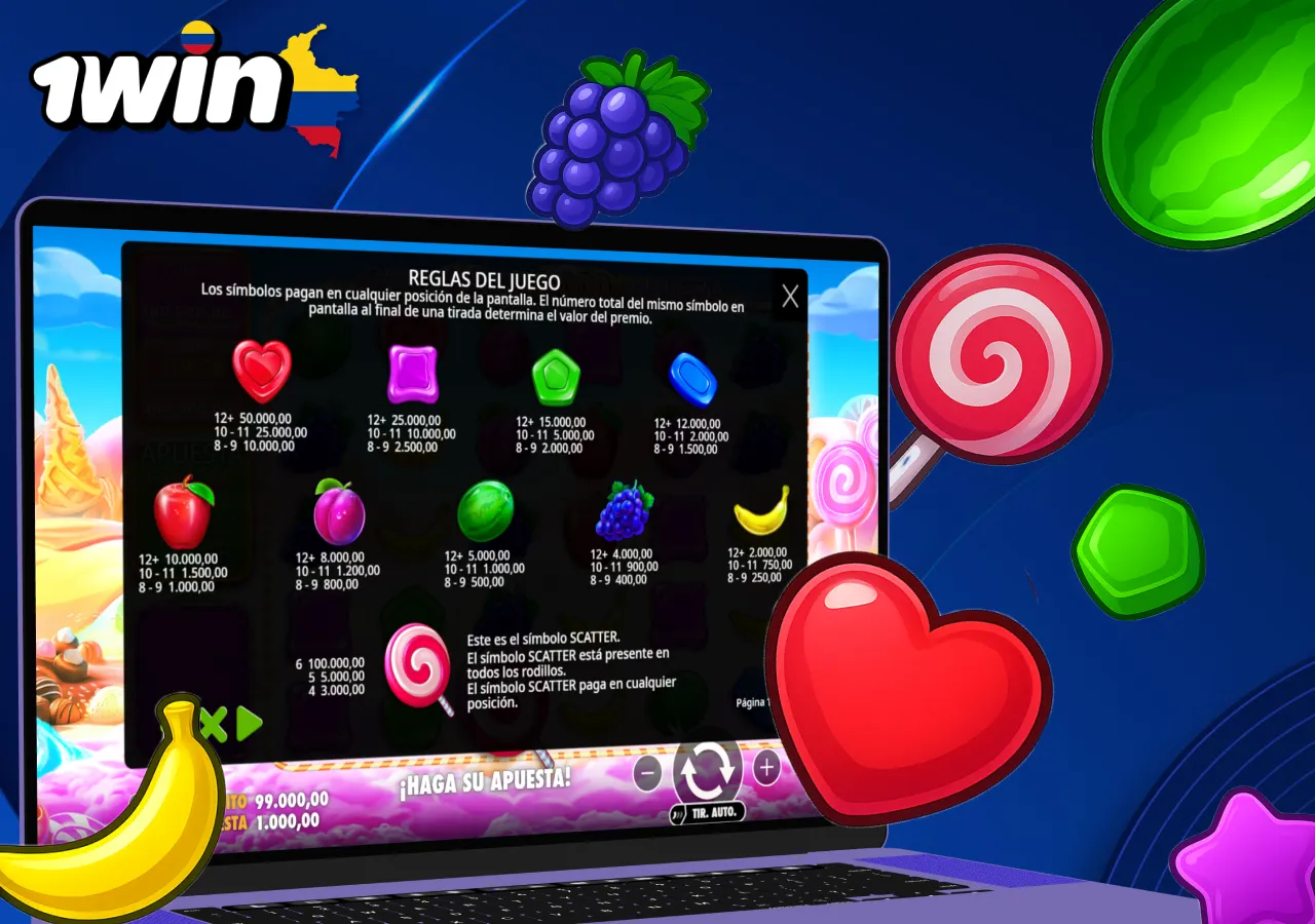 Descripción de la tragaperras Sweet Bonanza 1000 con reglas y características en 1win.